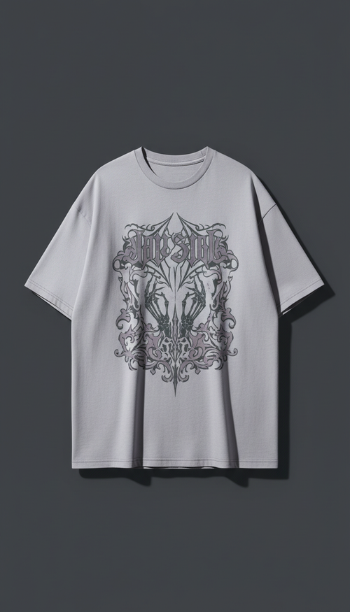 Oversized Gothic Motif T-Shirt
