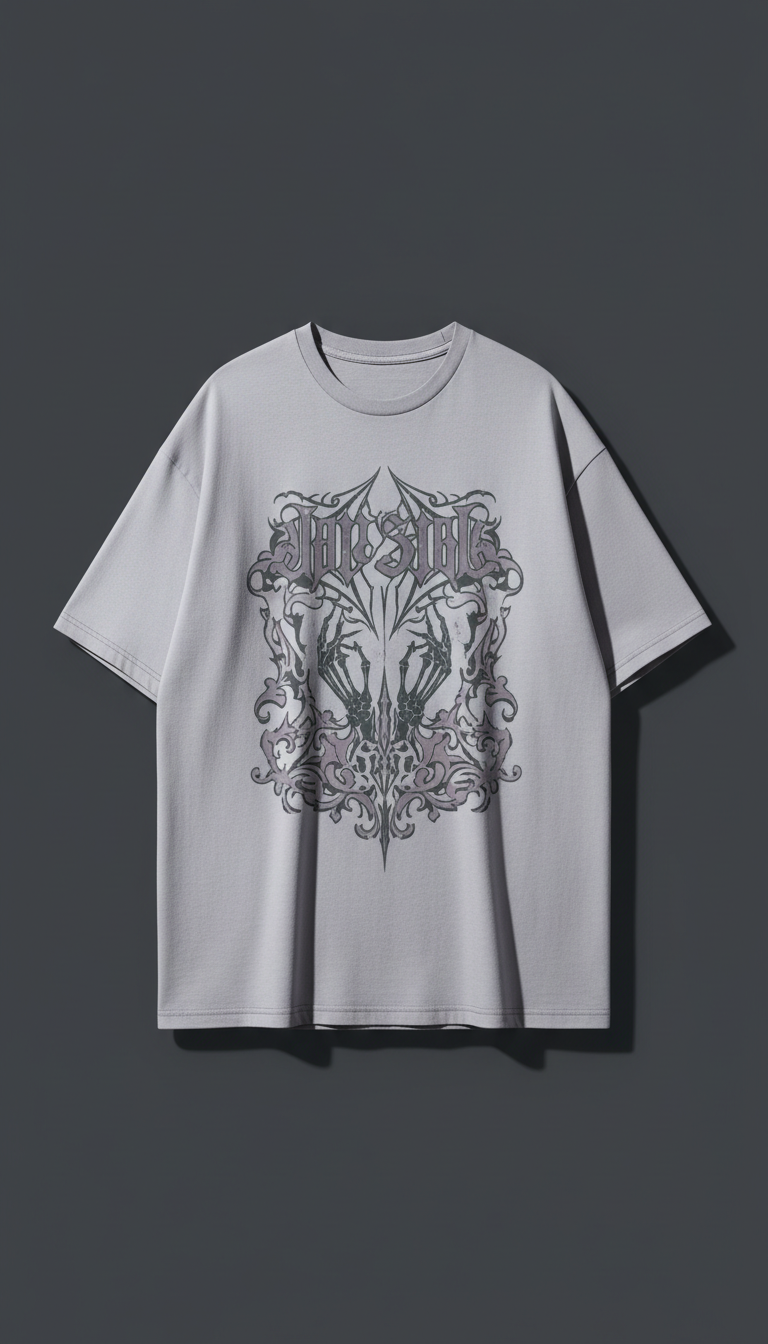 Oversized Gothic Motif T-Shirt
